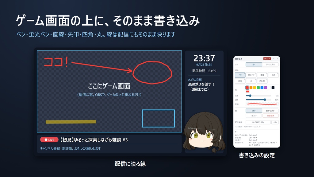 配信レイアウトメーカー【先行体験版】OBSに重ねる配信画面を一つの画面で作るツール
