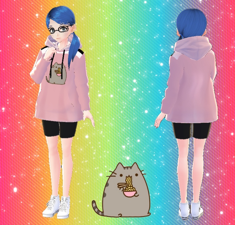 [3D Model] Cute girl with glasses and hoodie