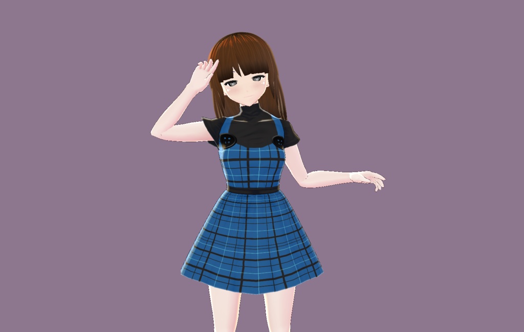 [3D Model] Vroid Cute Plaid Dress with Buttons