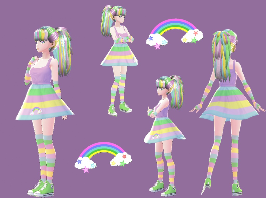 [3D Model] Cute Rainbow Girl