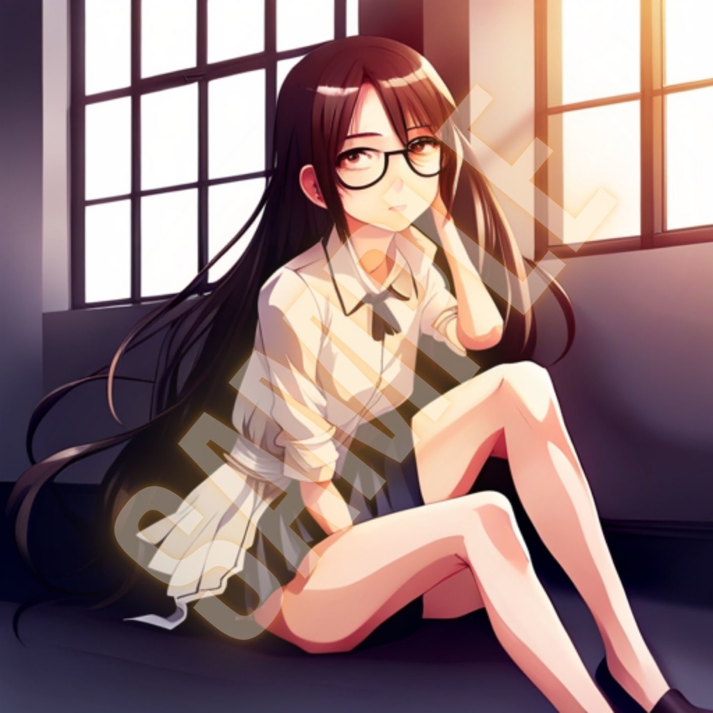 Cute anime girl with glasses Art