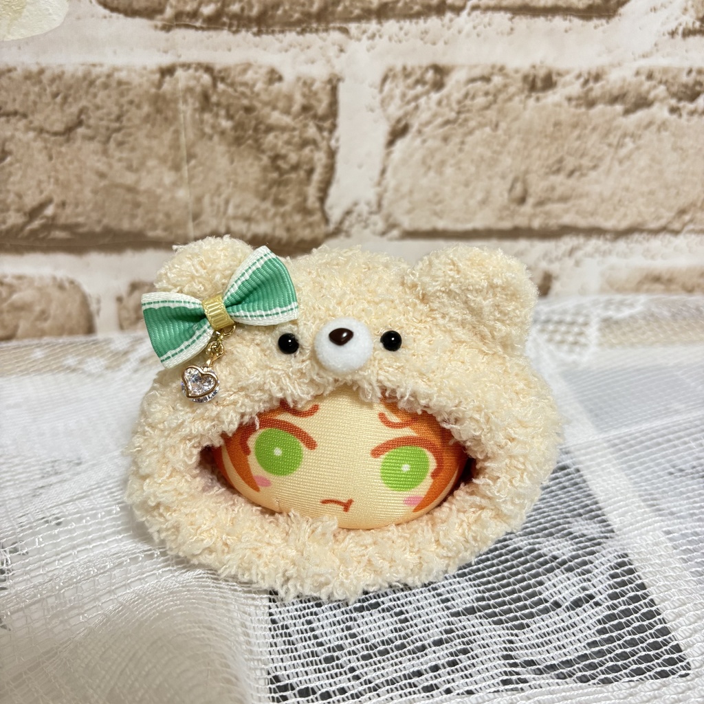 [ちび]おまんじゅう着ぐるみ くま ライトオレンジ チャーム付き[116]