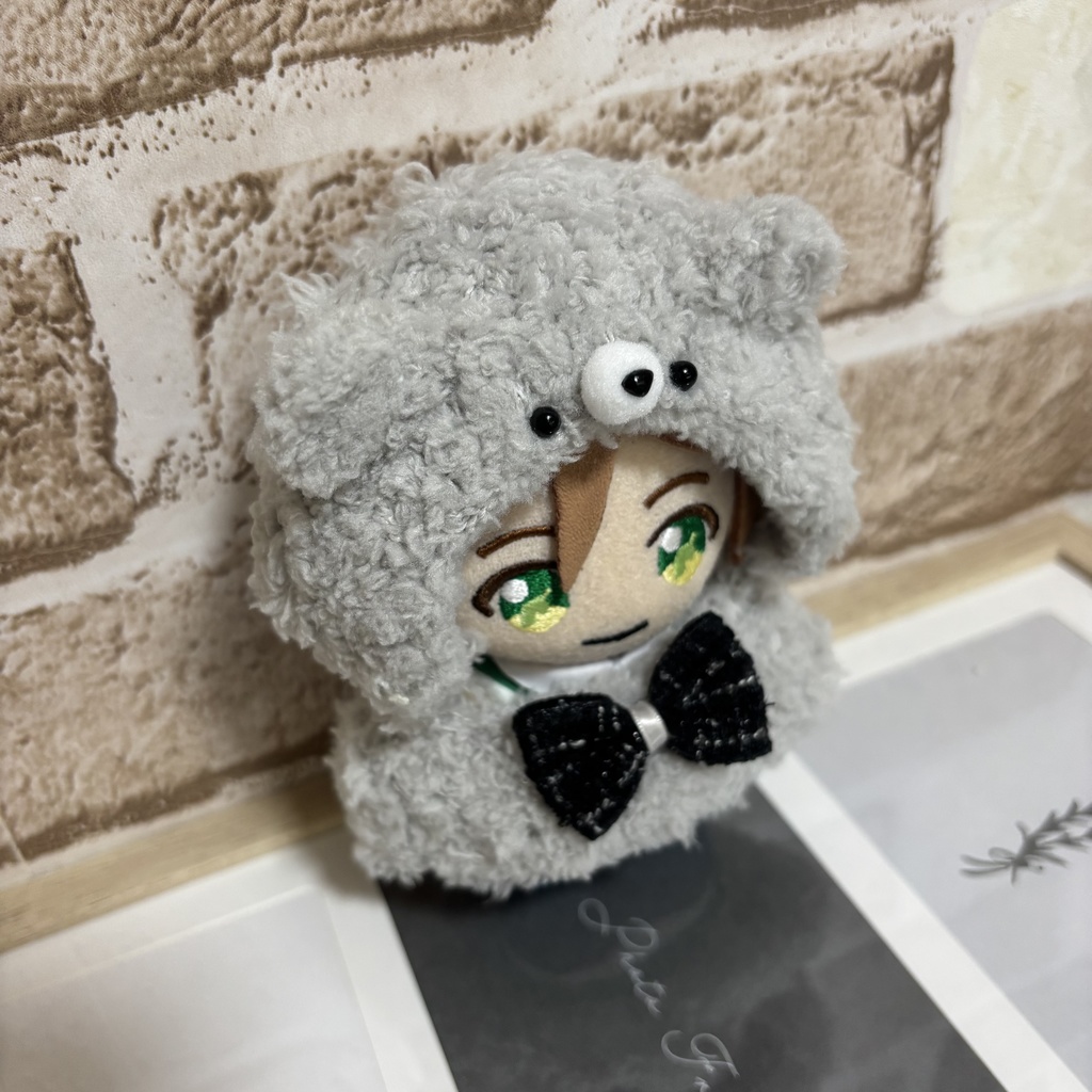 約10cmぬい用 もこもこ着ぐるみ ライトグレーベア