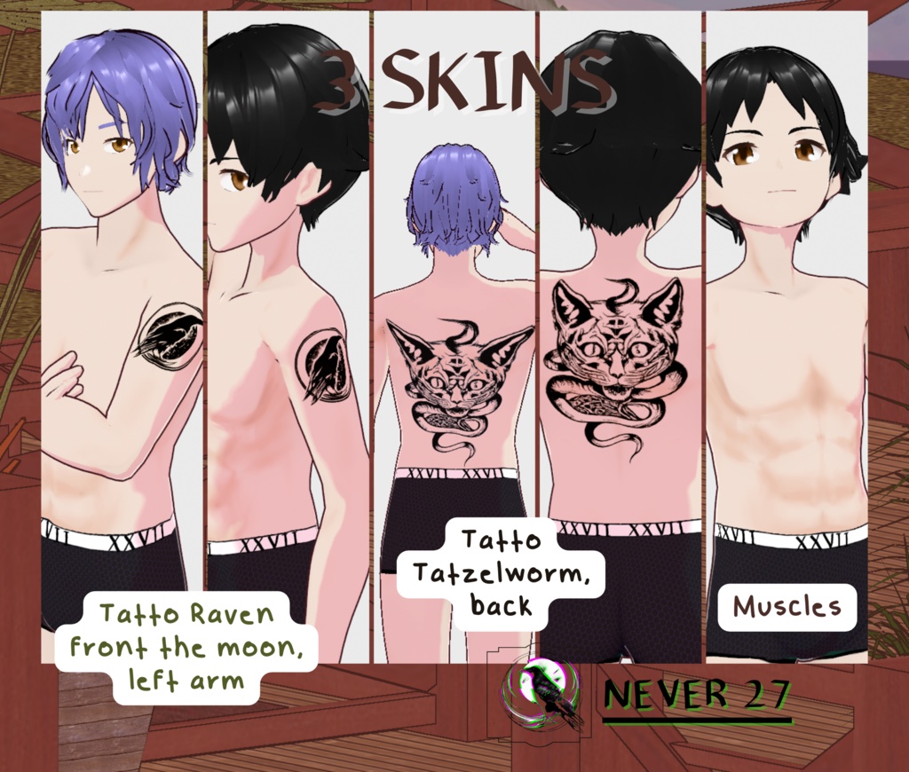 3 Skins Vroid =.= Male Body =.=