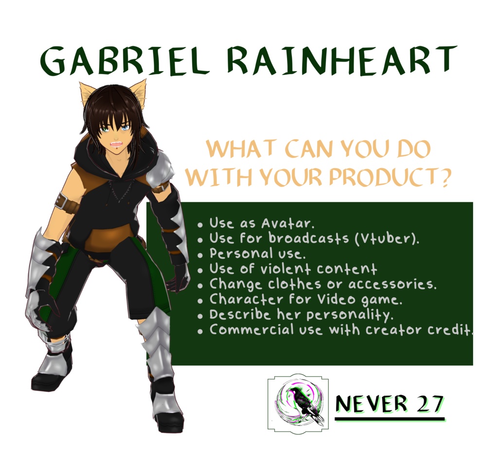 Model 3D vrm =-= GABRIEL RAINHEART =.=