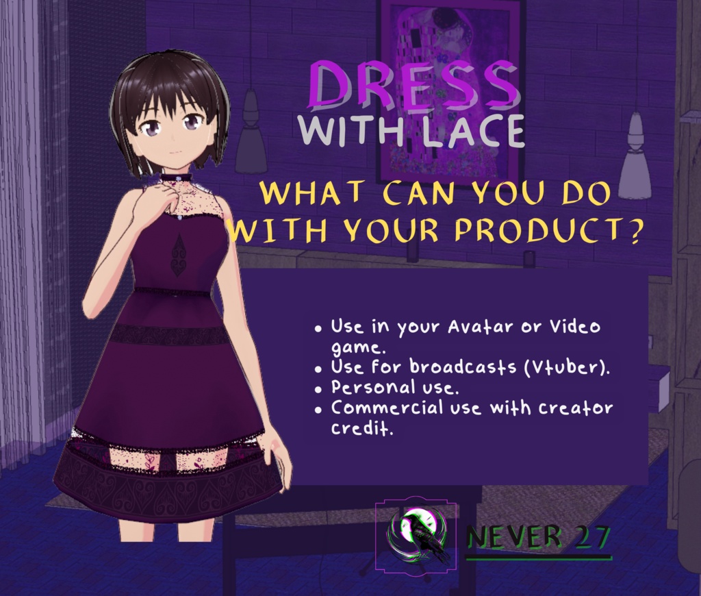 Outfit VRoid =-= DRESS WITH LACE =-=