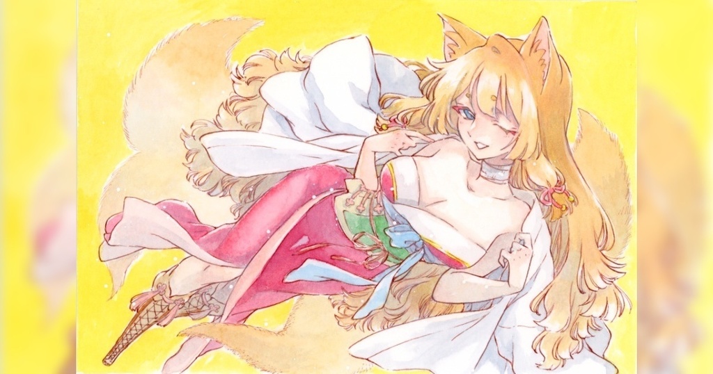 【原画】🐱＊風＊【ポストカードサイズ】