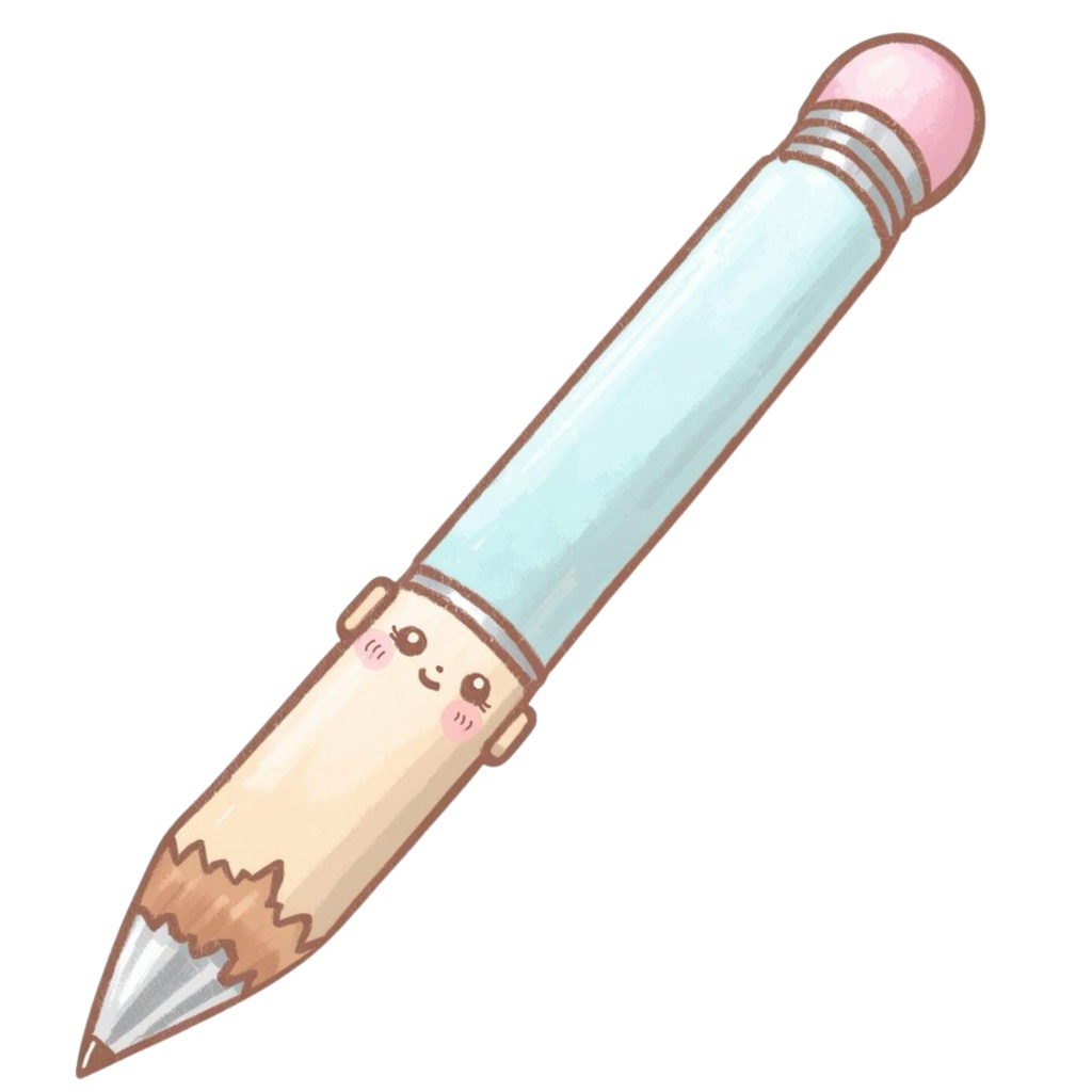 ゆるふわステーショナリーズ 10種類セット|パステル水彩風かわいい文房具キャラクター PNG素材