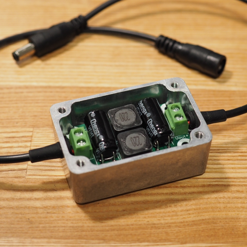 DC電源ノイズフィルター アルミボックス版(最大25V4A)