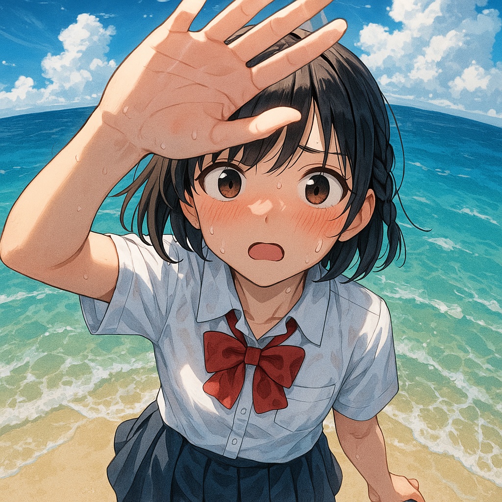 青春のきらめき ― 海とラムネと女の子