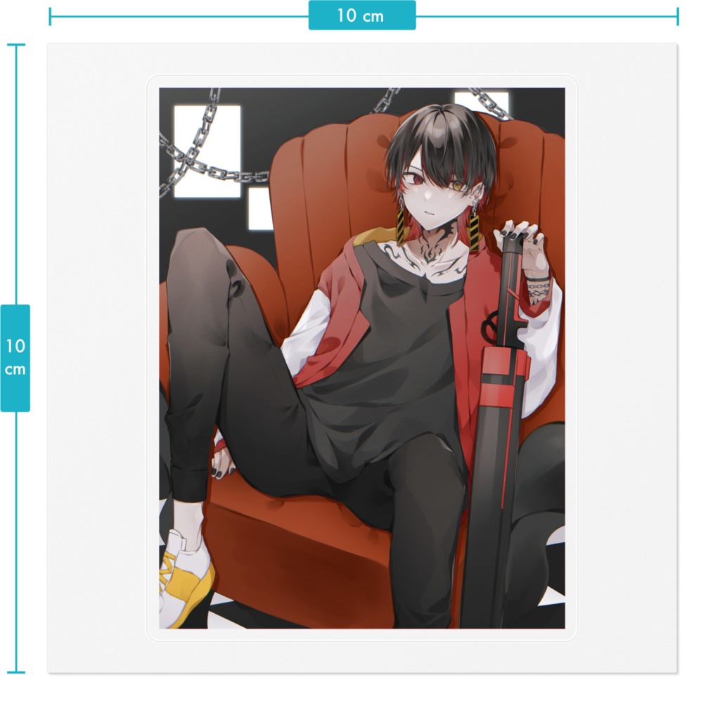 緋色真炎ステッカー「E」【オリジナルイラストVer