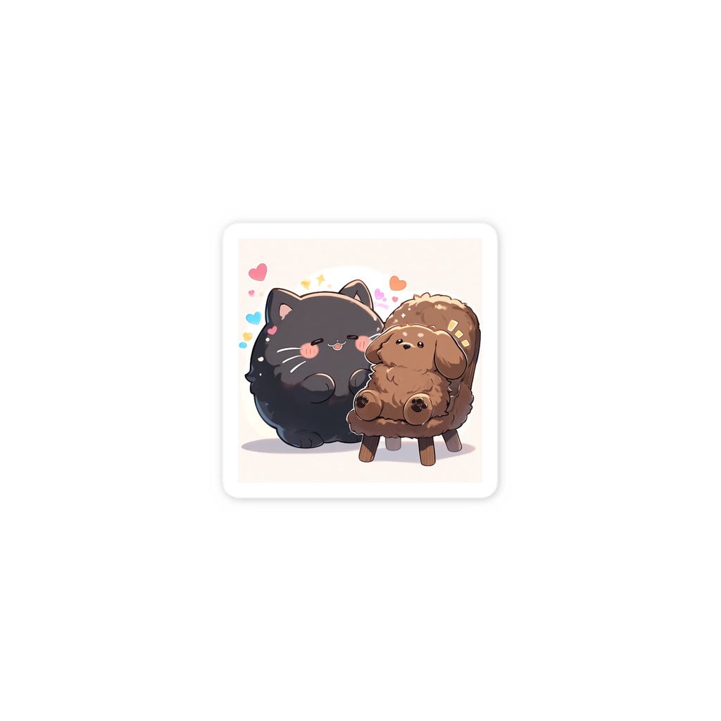 黒猫と椅子犬