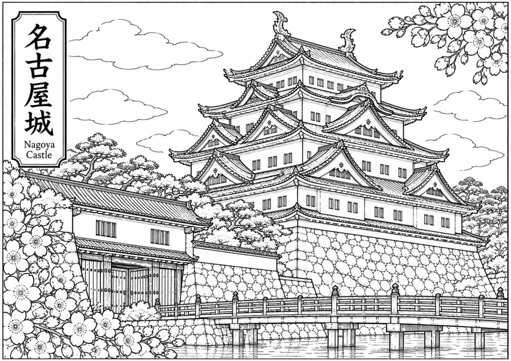 日本のお城・塗り絵(21選)