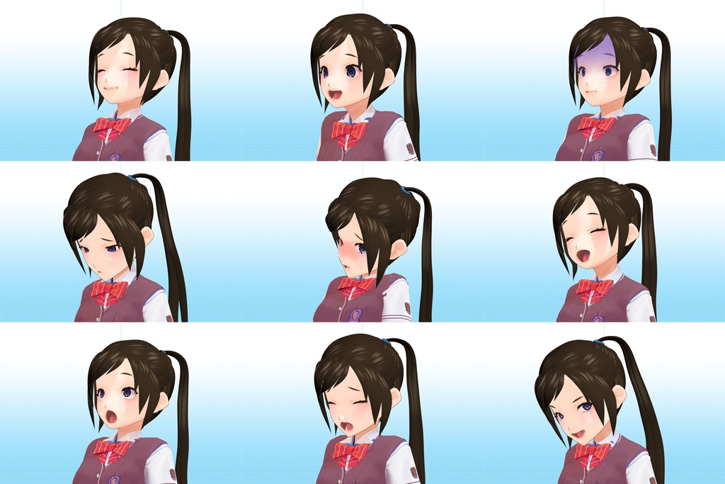 2年3組 出席番号17番 【月瀬凜_夏制服】3Dモデルデータver.02