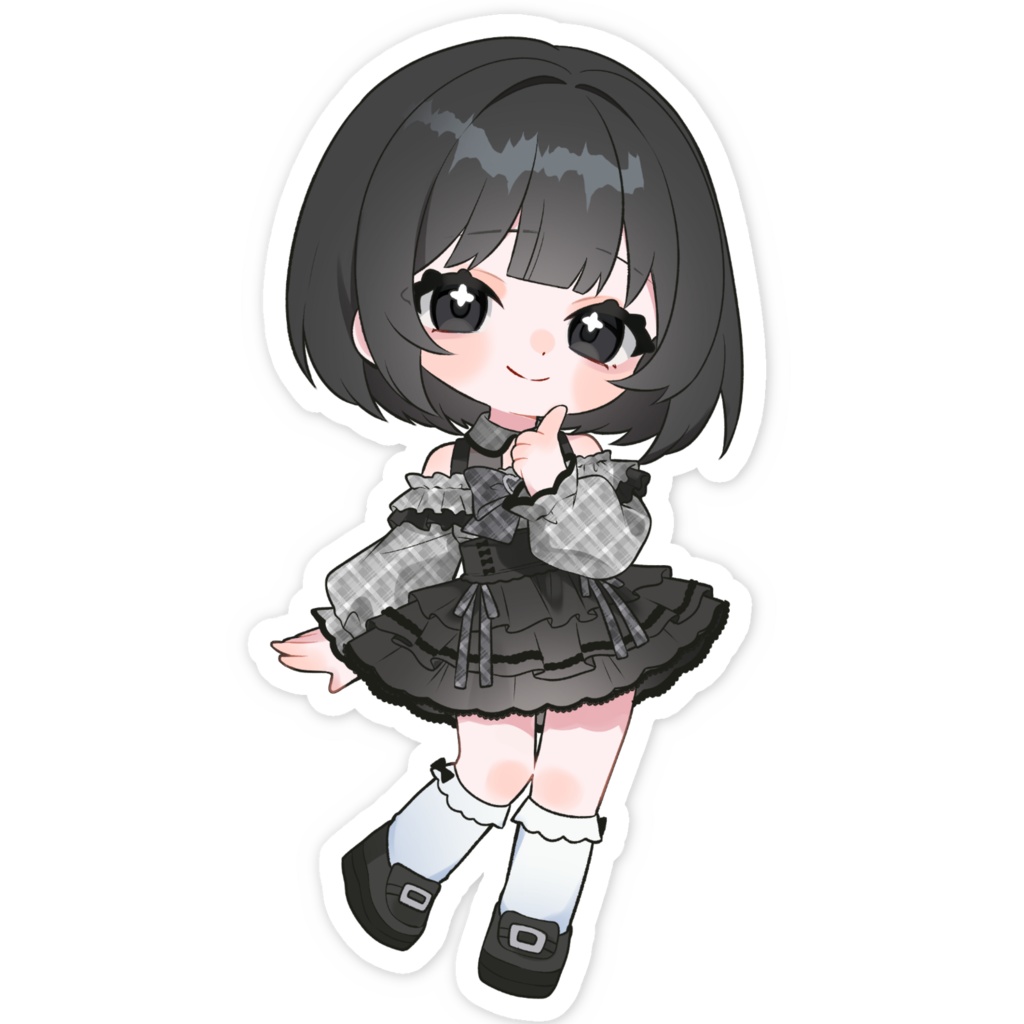 私服 ミニキャラ スマホステッカー