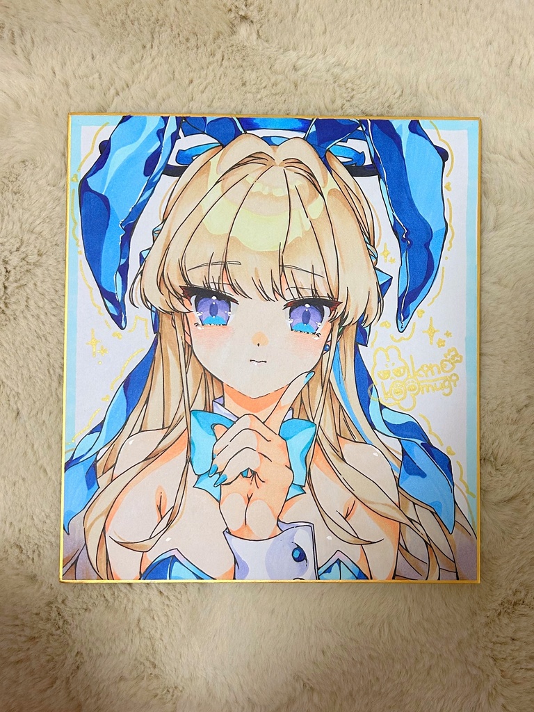 飛鳥馬トキ　バニー　サイン色紙手書き原画