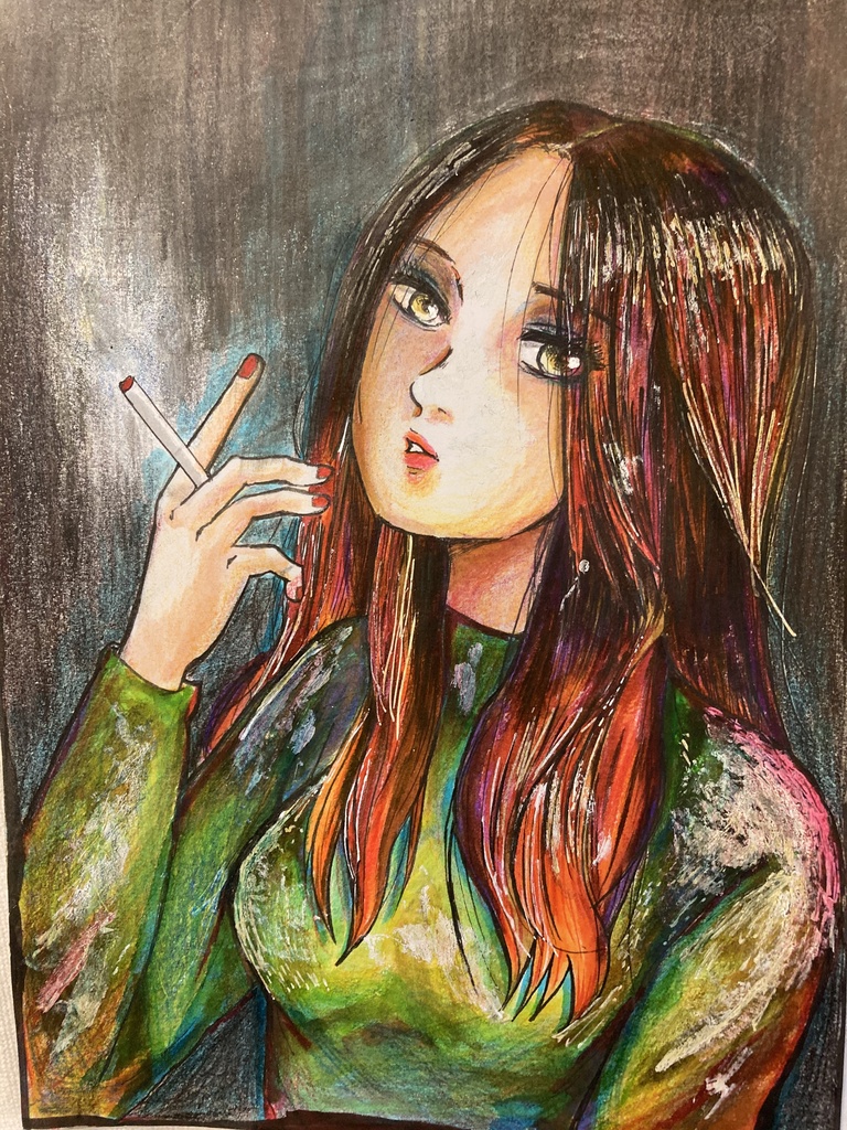 タバコを吸う女の子 B5サイズ ほしうめ工房 Booth