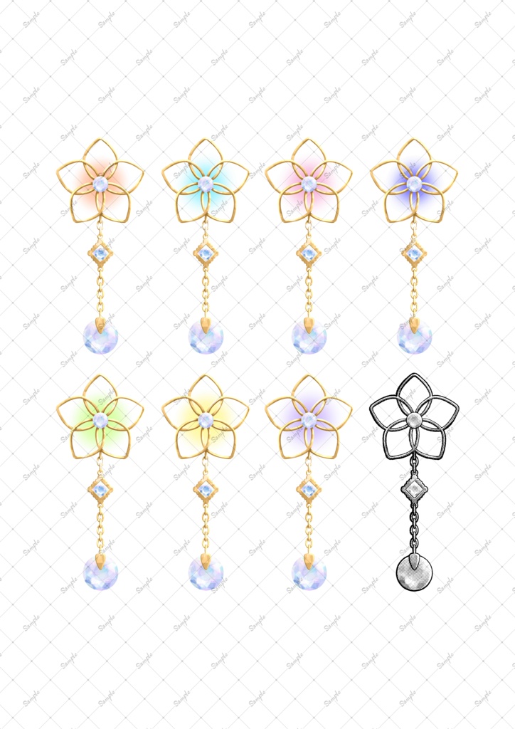 イヤリングとかに使えるアクセサリーパーツ【商用利用可】