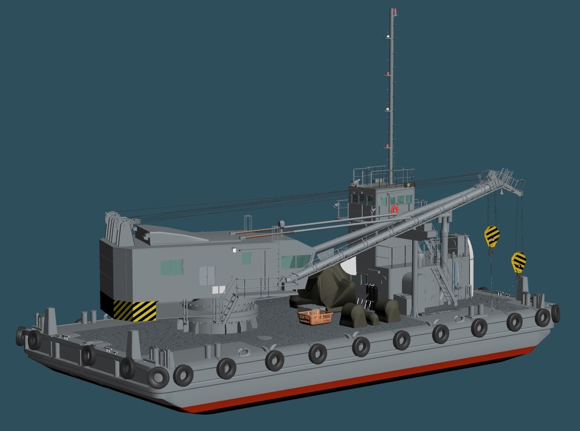 海上自衛隊 起重機台船 - 3Dえいじくん - BOOTH