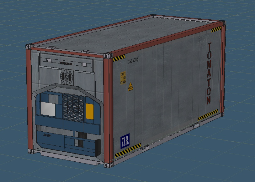 リーチスタッカー RT-240 アメリカ海兵隊仕様と付属冷凍コンテナ