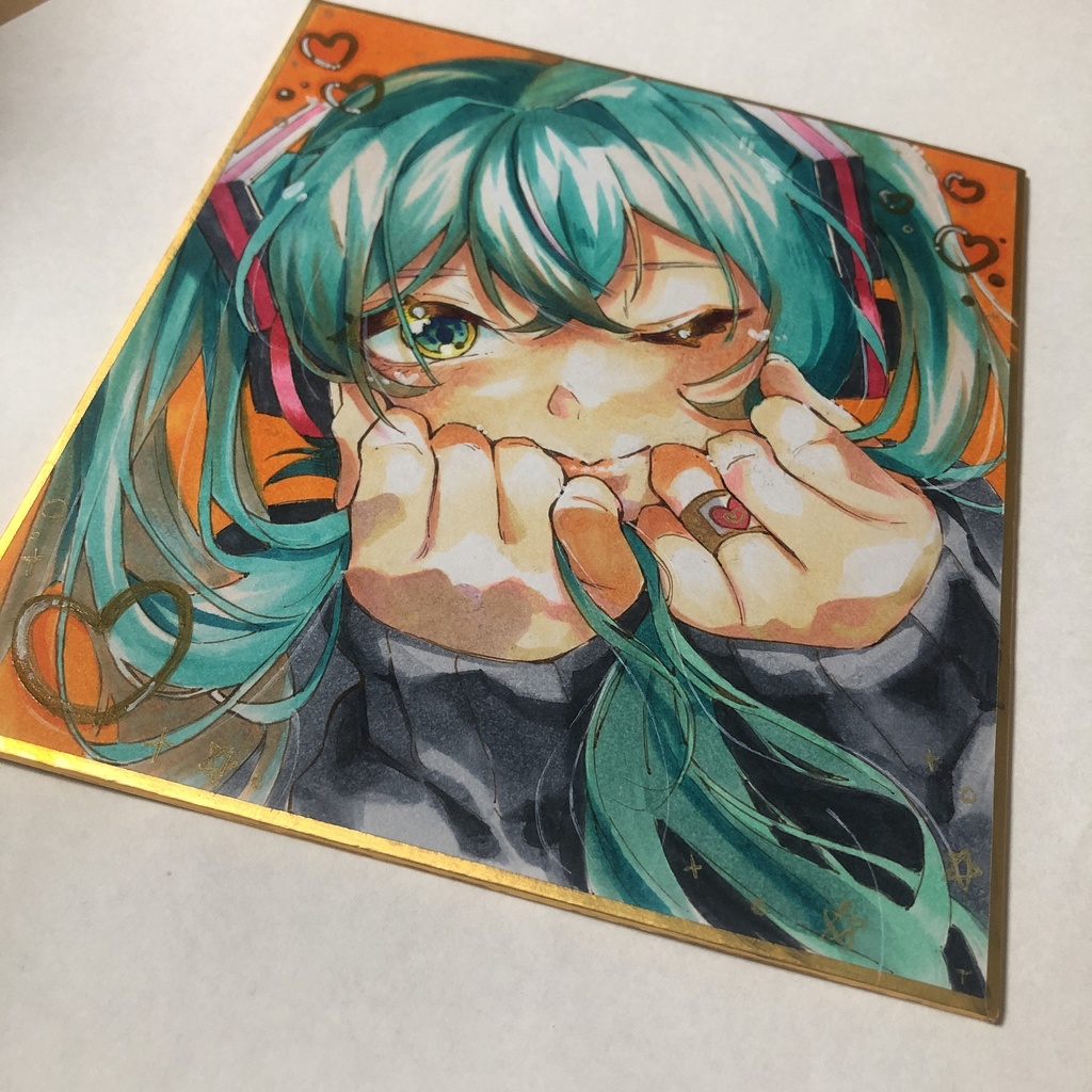 手描き 初音ミク 色紙