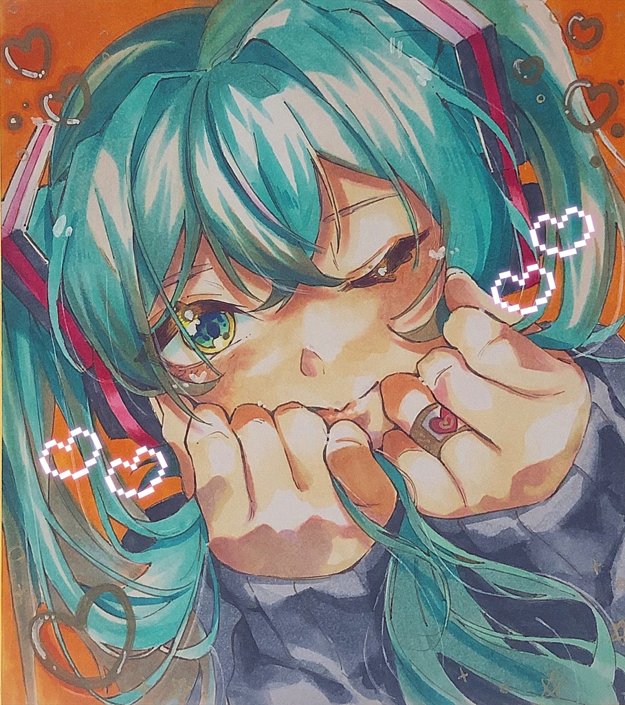 手描き 初音ミク 色紙