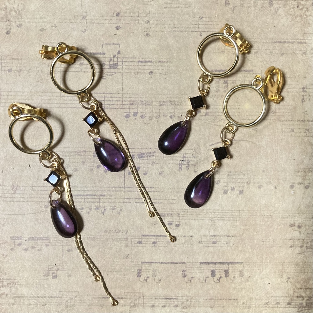 【ハンドメイド】カラスバ イメージ イヤリング