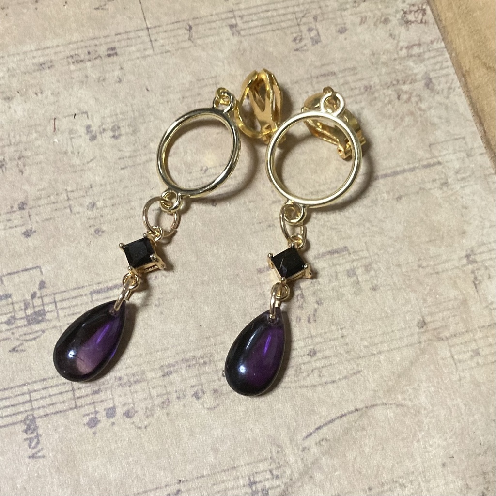 【ハンドメイド】カラスバ イメージ イヤリング