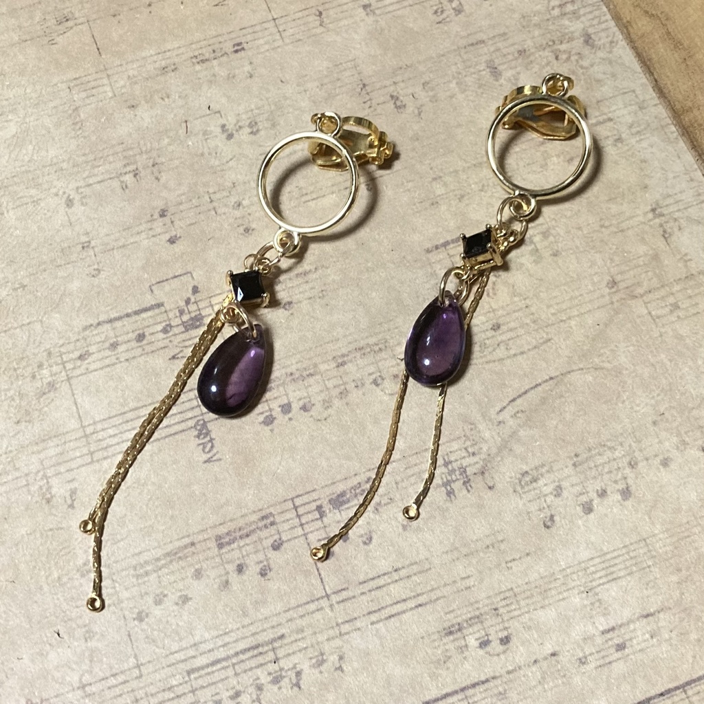 【ハンドメイド】カラスバ イメージ イヤリング