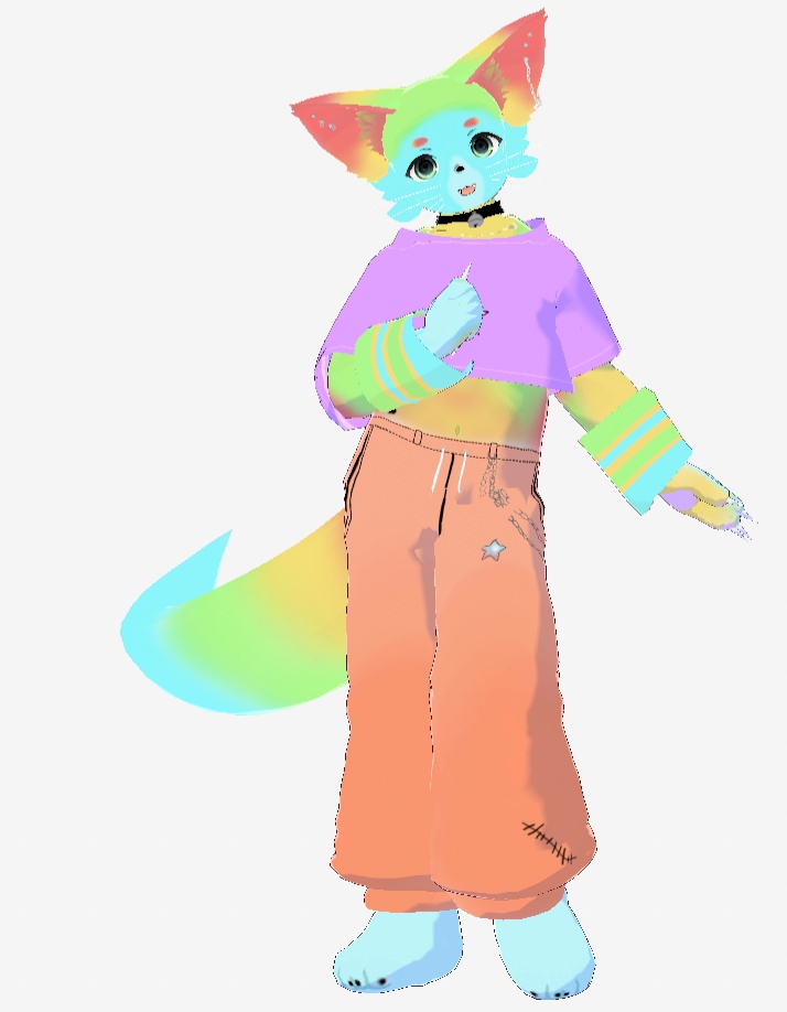 Furry renard des neiges arc-en-ciel