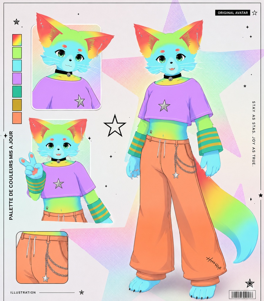 Furry renard des neiges arc-en-ciel