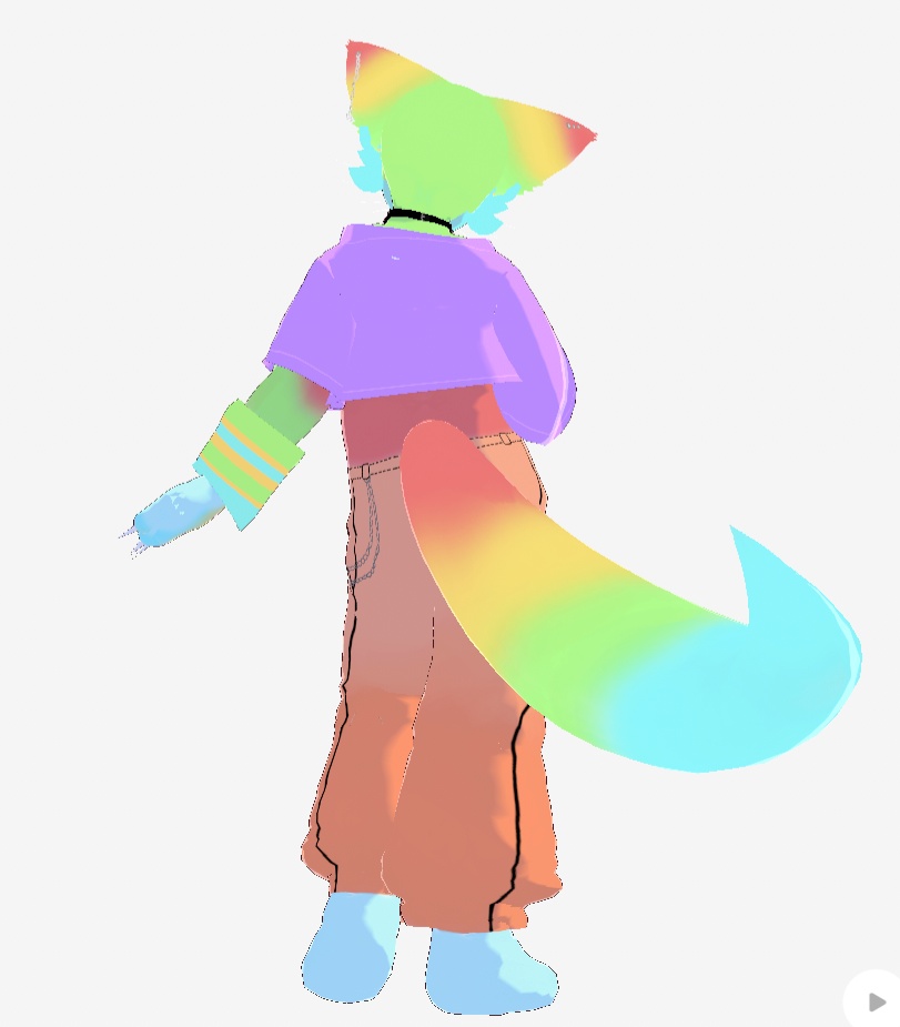 Furry renard des neiges arc-en-ciel