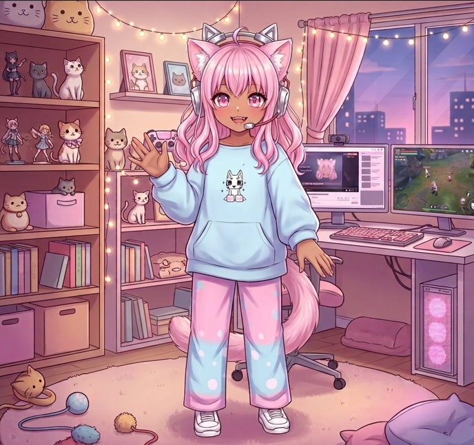 cat cute girl