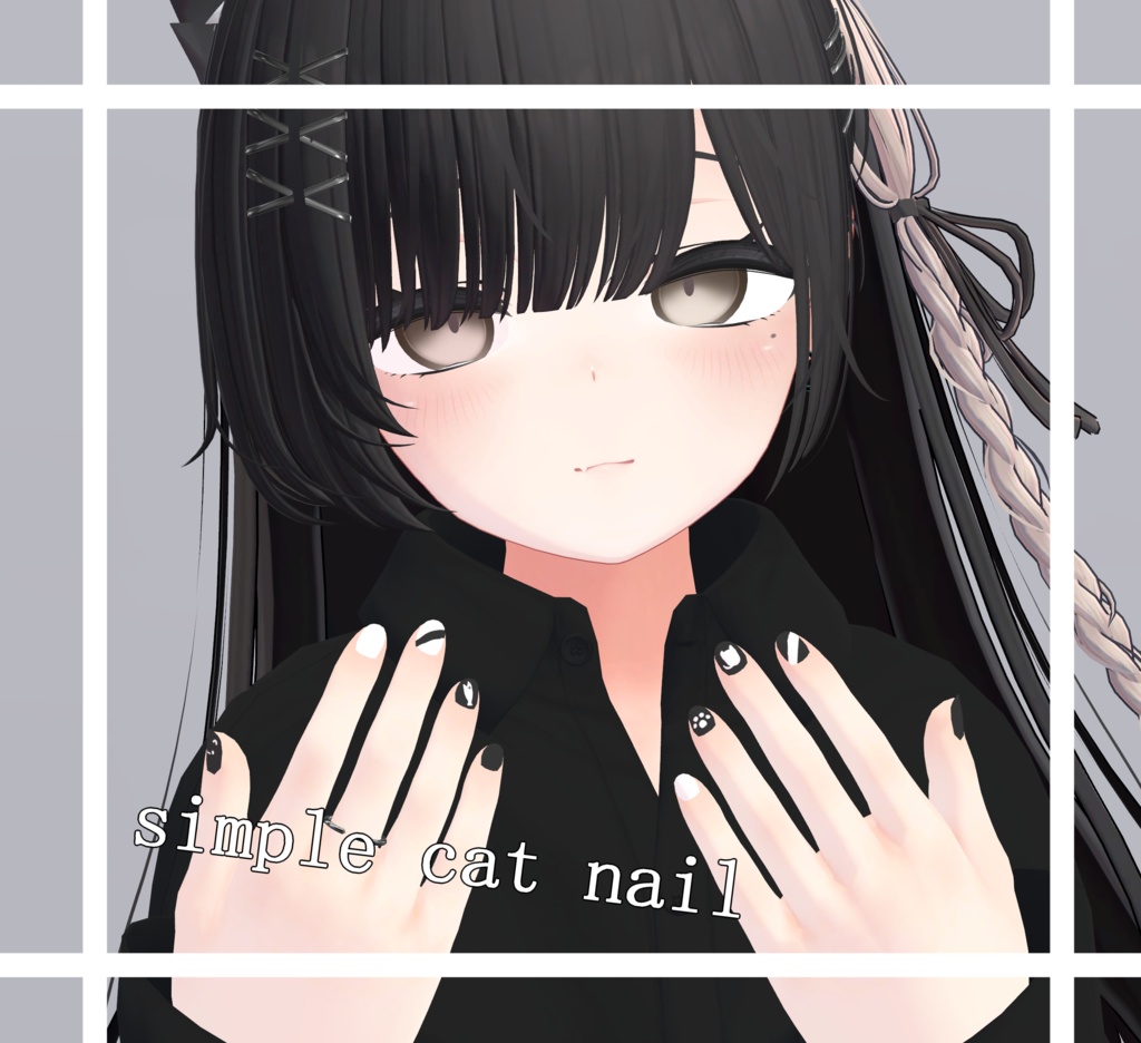 シンプル猫ネイル