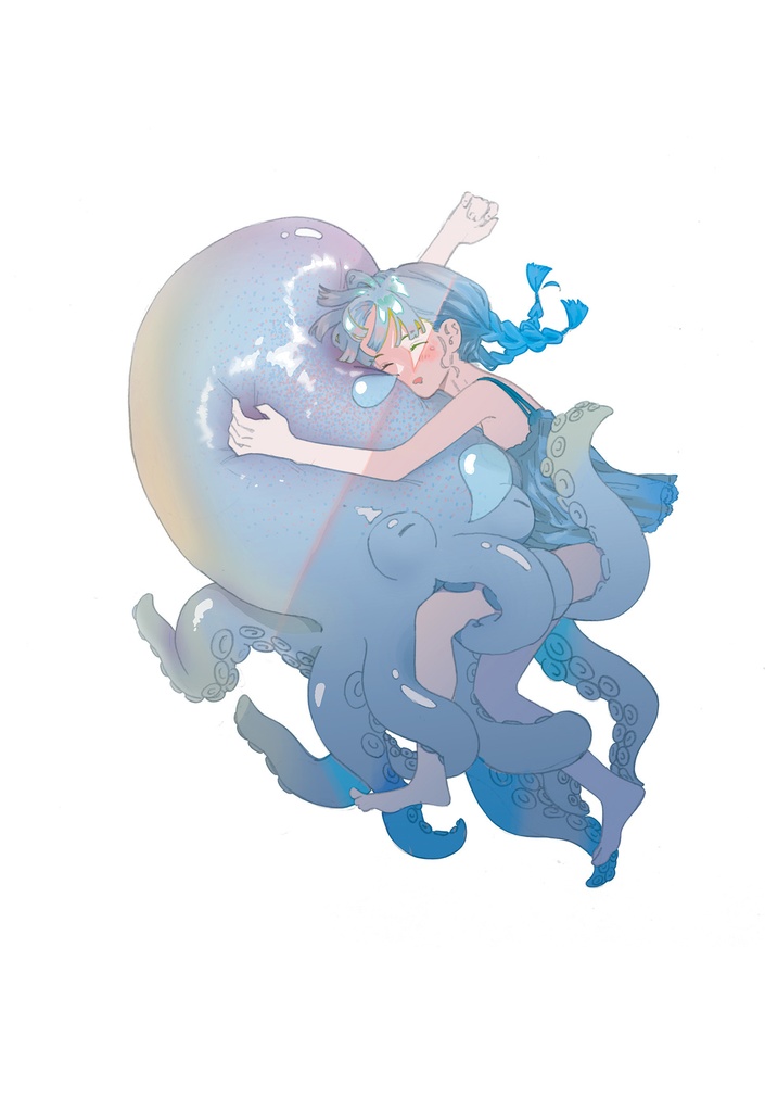 タコと女の子のポストカード