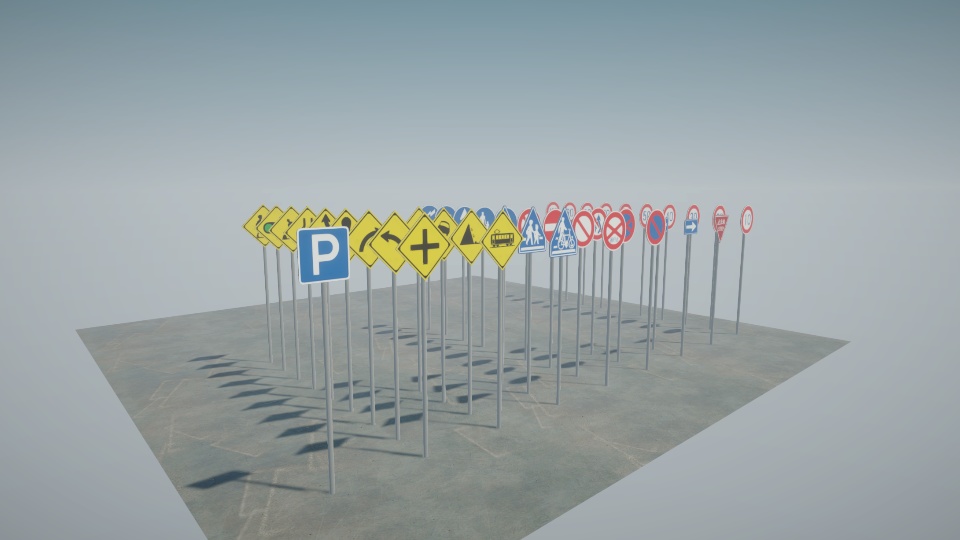 【42種・無料】道路標識3Dモデルセット