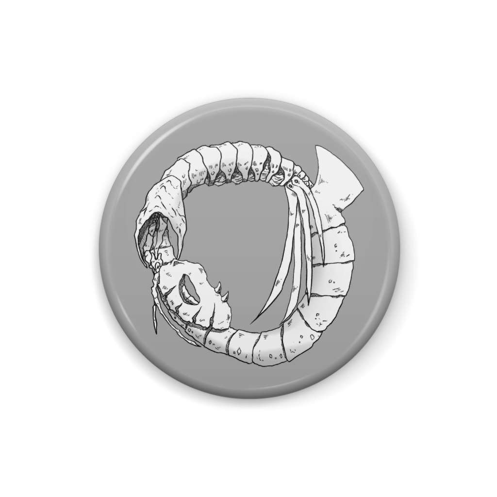 ウロボロスの骨竜＿缶バッチ（モノクロ）/ Ouroboros＿badge