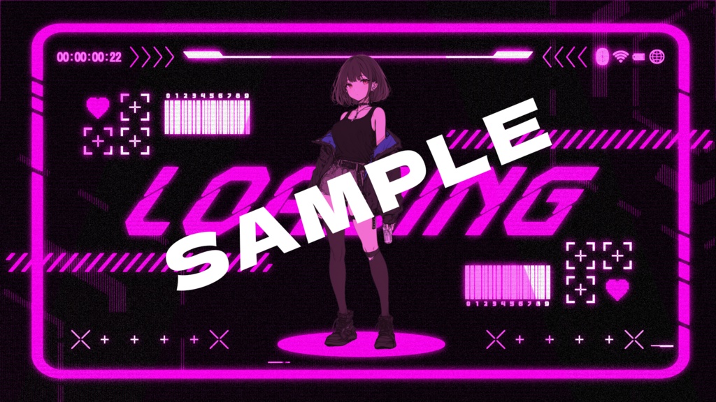 【配信素材】動く!サイバー可愛い配信画面【Vtuber向け】