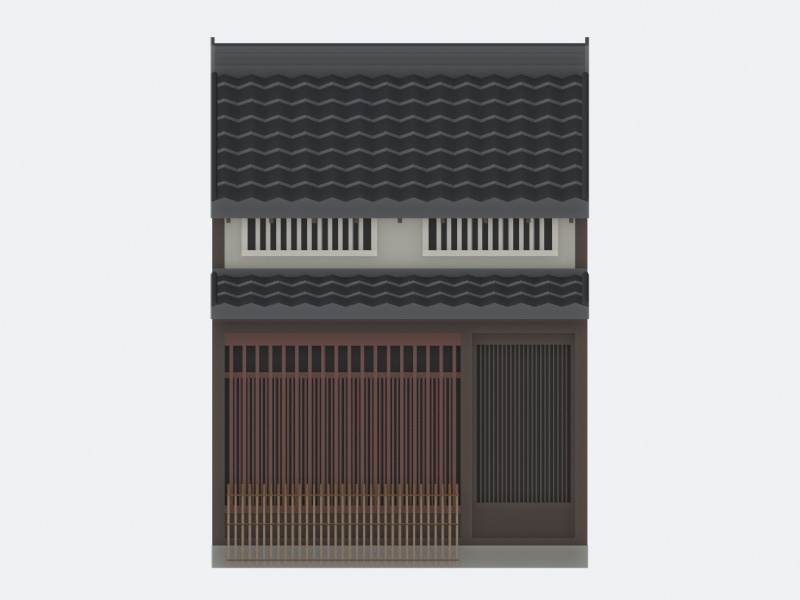 京風町家の外観モデル|背景・街並み制作向け