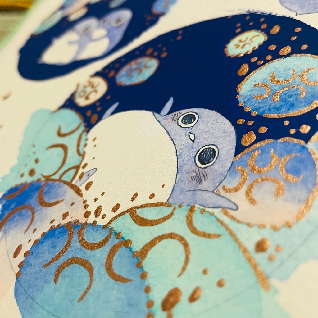 【原画】水海月とペンギン