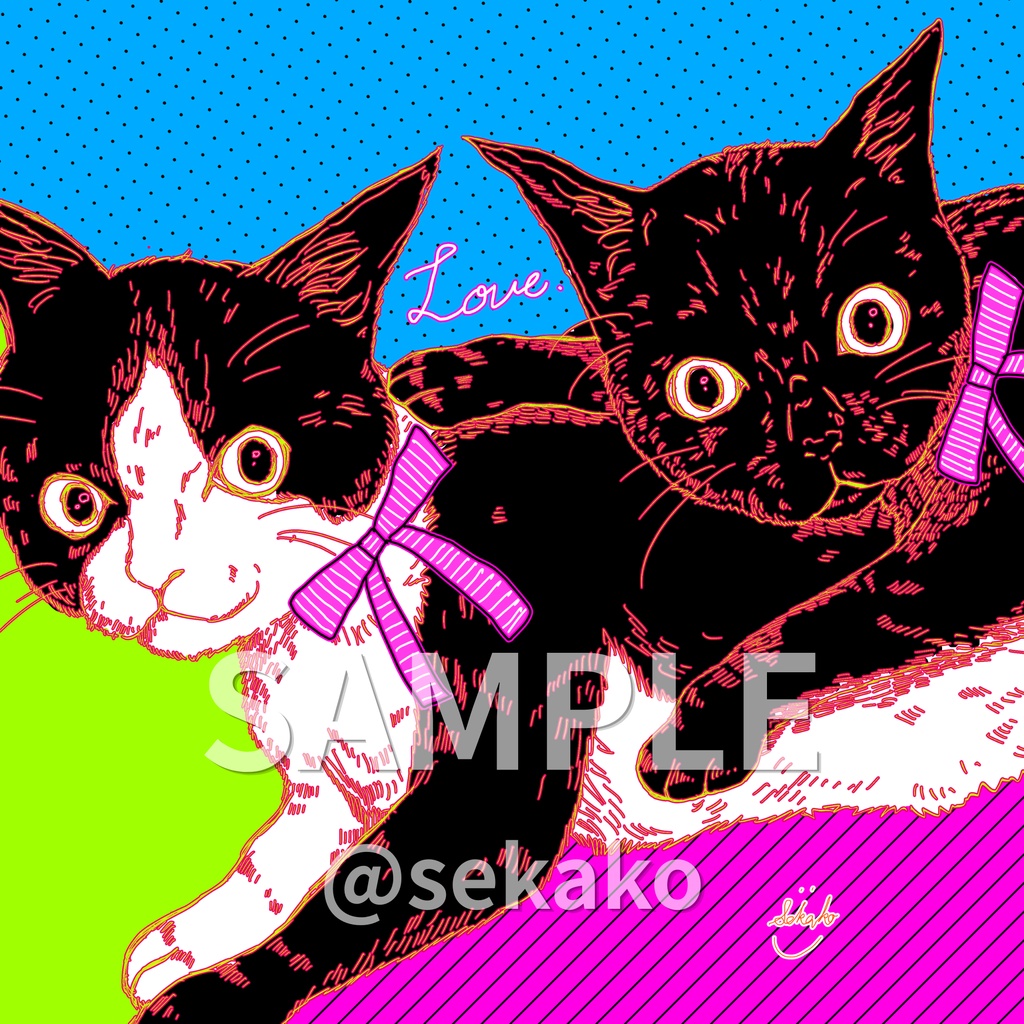【DLイラスト】Love｜猫のオリジナルアート