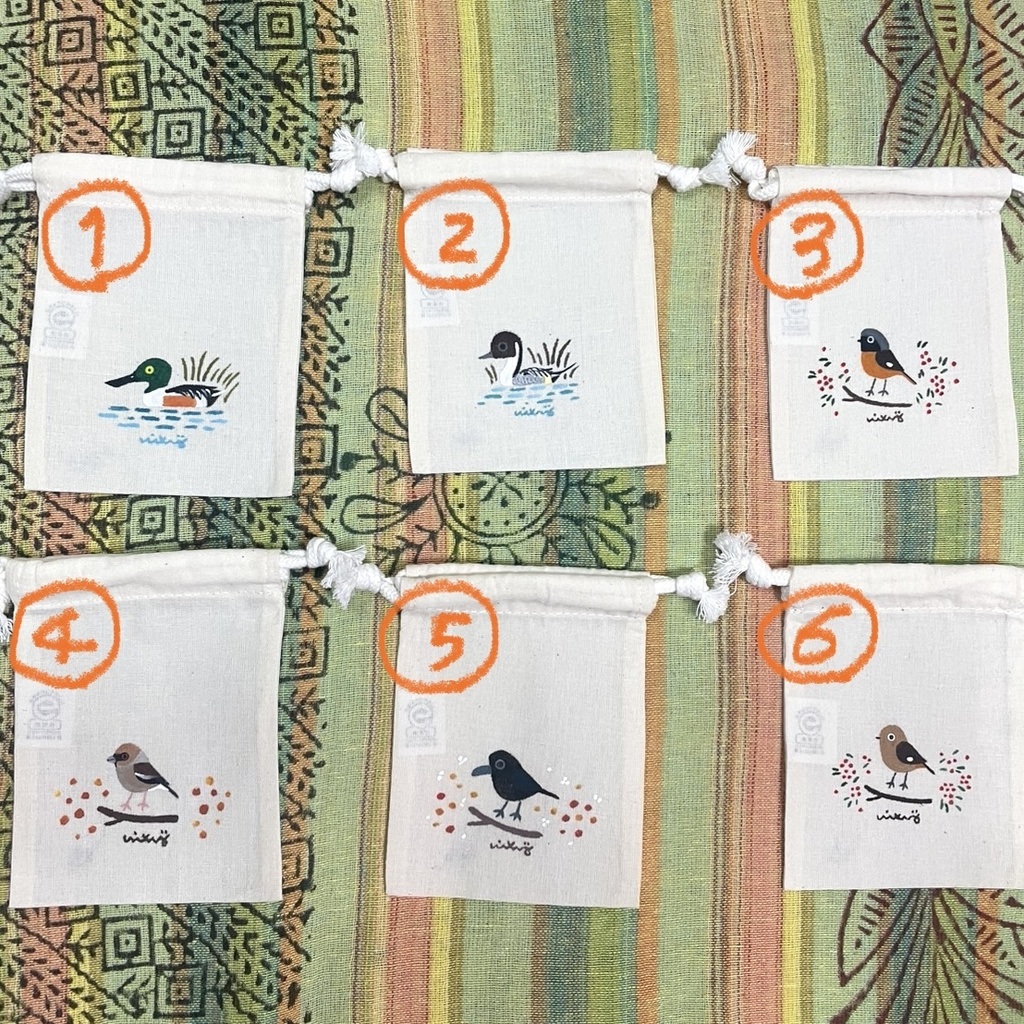 手描き巾着袋(小)