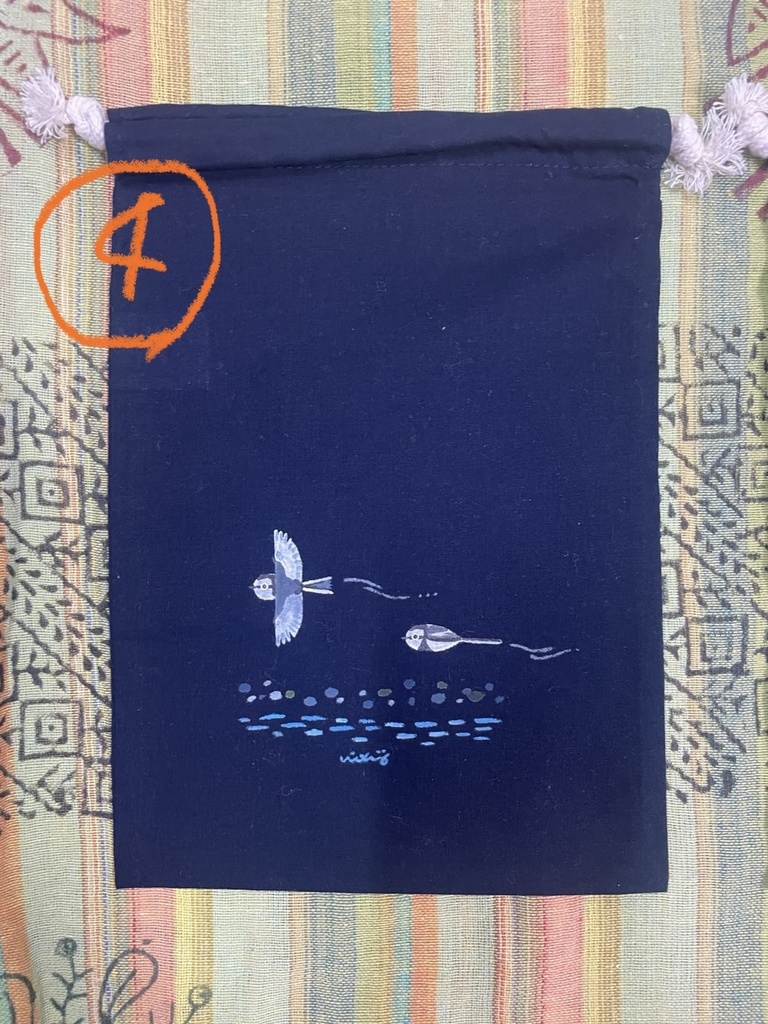 手描き巾着袋(大)
