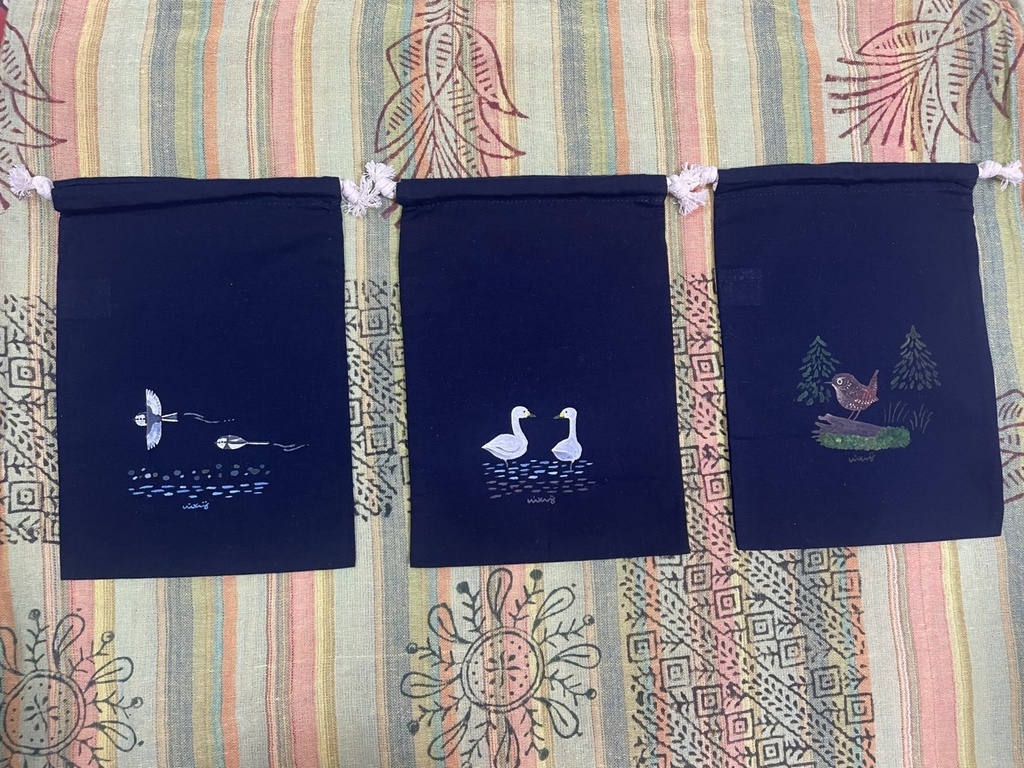 手描き巾着袋(大)