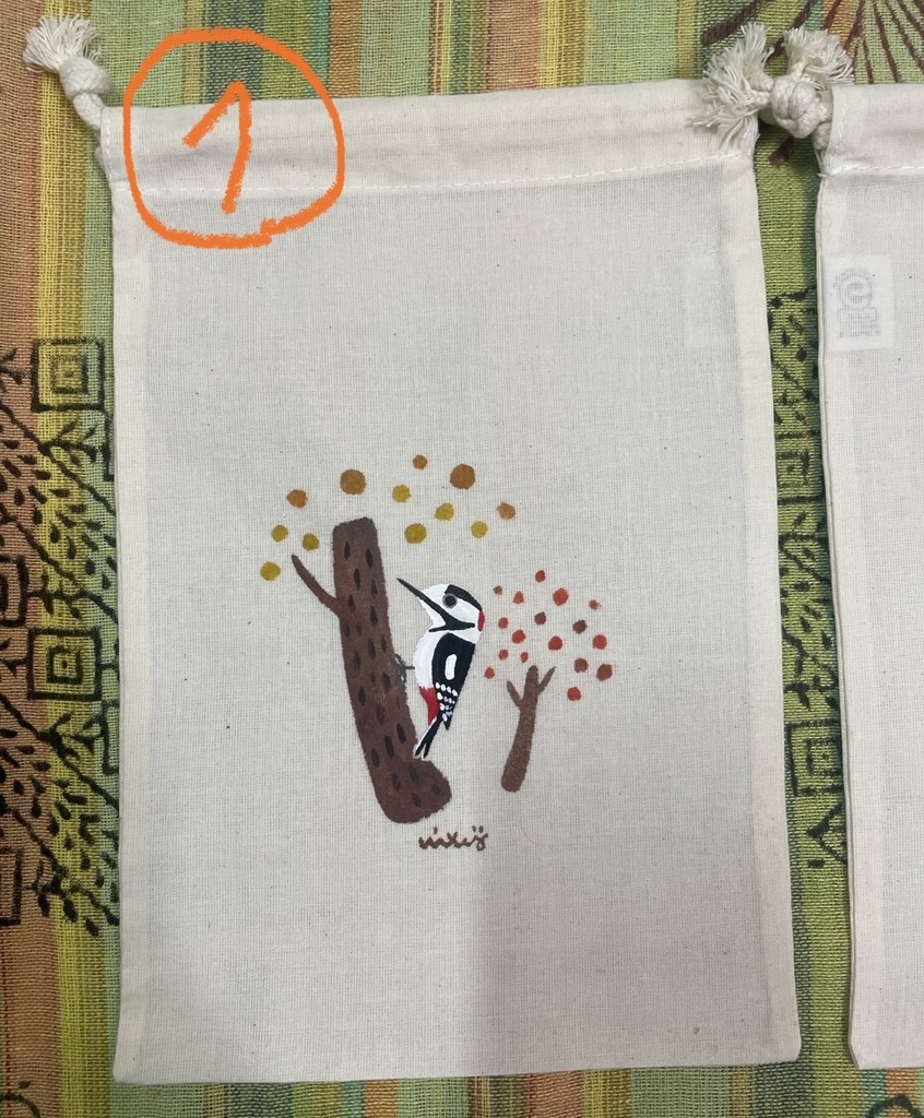 手描き巾着袋(大)