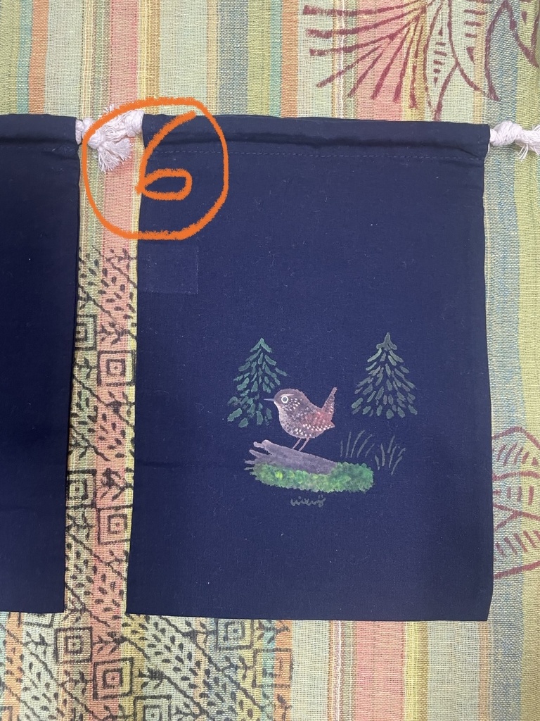 手描き巾着袋(大)