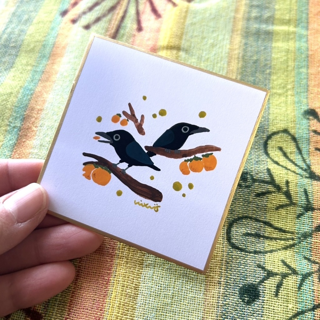 【ミニ色紙】ハシボソガラス