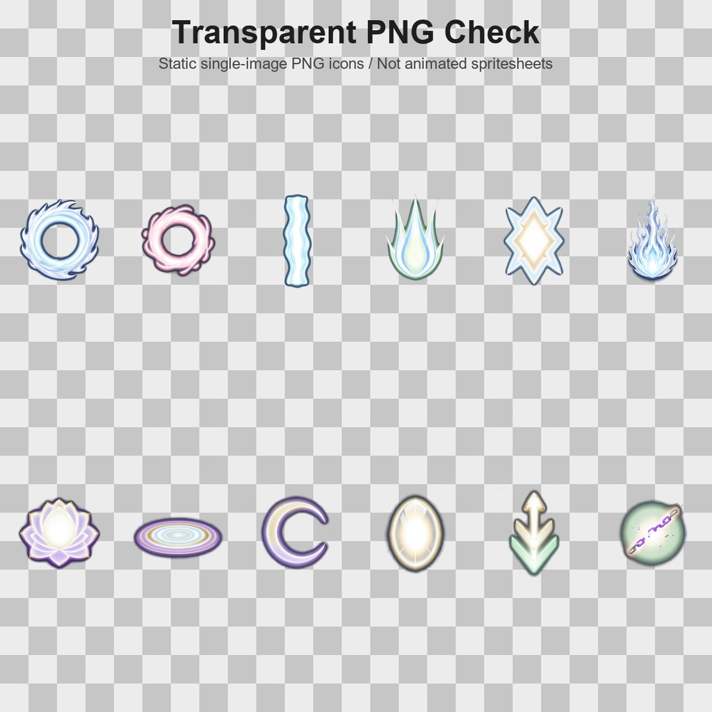和風 浄化・霊気・支援スキルエフェクトアイコン 12PNGセット / Japanese Purification & Spirit Support Skill Effect Icons - 12 PNG Set
