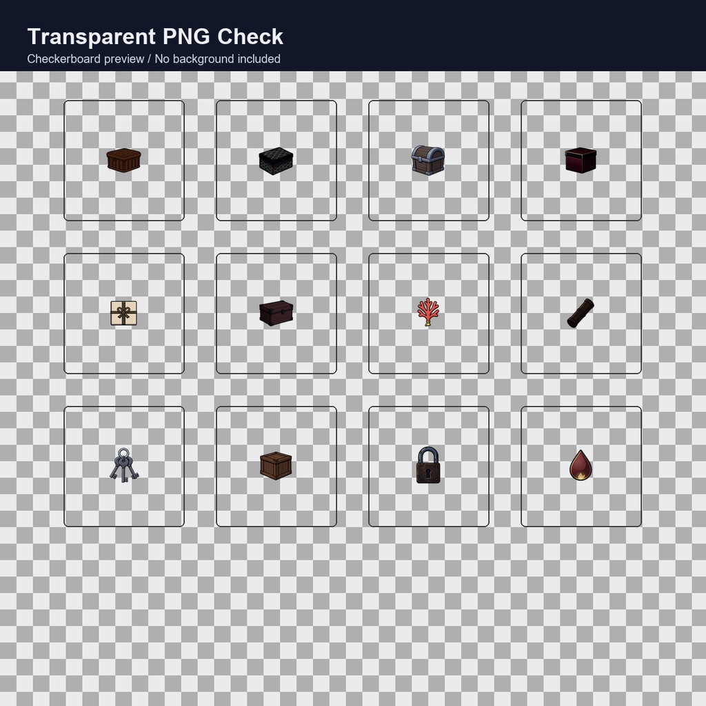 和風RPG 宝箱・収納・報酬アイコン 12PNGセット / Japanese RPG Treasure, Storage & Reward Icons - 12 PNG Set