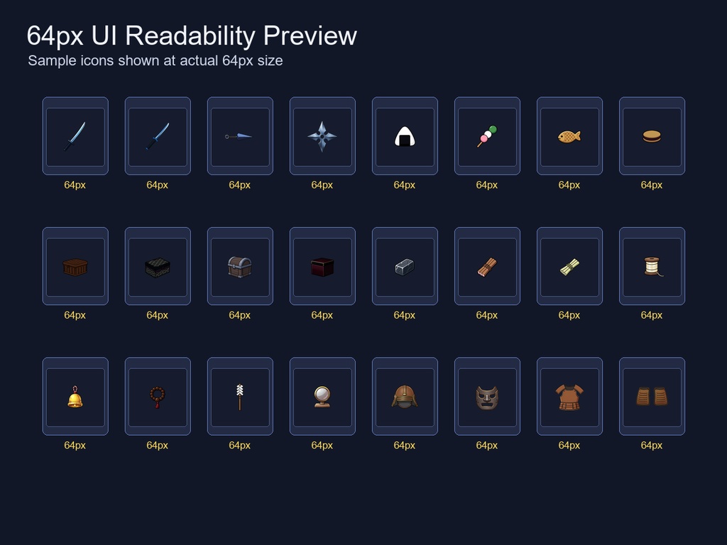 和風RPG アイコン素材スターターバンドル 72PNGセット / Japanese RPG Icon Asset Starter Bundle - 72 Transparent PNG Set